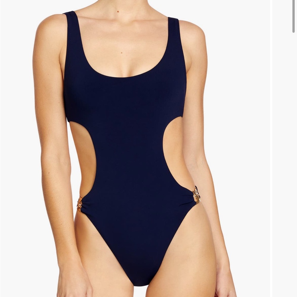 Robin Piccone Jane Cutout One-Piece Swimsuit in navy-NWT size 10